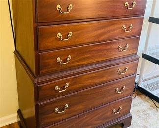 $895 	
Henkell Harris tall chest highboy 32 1/2Wx 21Dx55H - Mahogany - 8 drawers 	