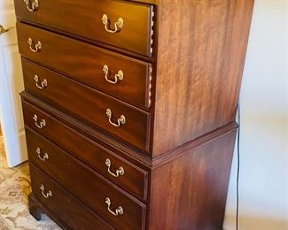 $895 	
Henkell Harris tall chest highboy 32 1/2Wx 21Dx55H - Mahogany - 8 drawers 	