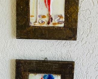 $60 	
Pair of page tile plaques 7x11