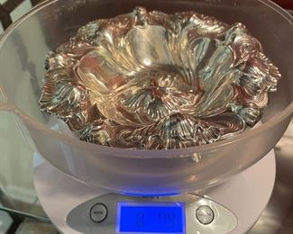 $46 	
Sterling dish floral 79 grams 									