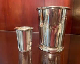 $95 	
Sterling Mint julep cup and shot cup as a lot 									
