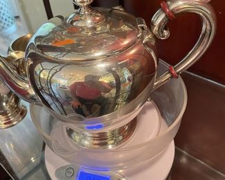 Sterling tea/coffee service 5 pieces tea pot, coffee pot, creamer/sugar & waste bowl. 1846 gr. $1050