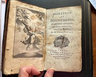 $200 - 1773 dated French book "imitation de Jesus Christ" by Abbe Valart edition latine 1764. 
