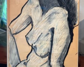 Nude series, oil stick on paper