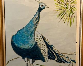 Peacock, painting on canvas