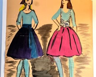 Circa 1960s Costume sketches for dance recital.