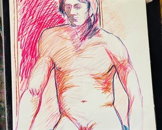 Colorful nude on paper