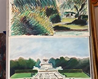 Detroit-Belle Isle series: Oil stick and other media on paper. Circa 1970s 