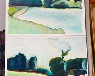 Belle Isle series: Oil stick and other media on paper. Circa 1970s 