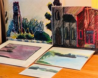 Belle Isle series: Watercolor and other media on paper. Circa 1970s 