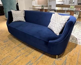 Royal Blue Cabriolet Velvet Sofa- $500                                       
