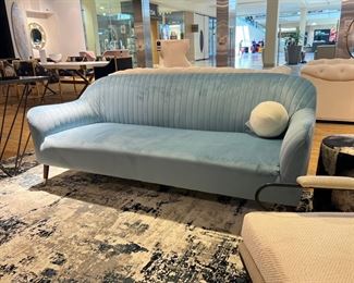Sea Blue Velvet MCM Sofa - $300                                                      Retail Price: $800