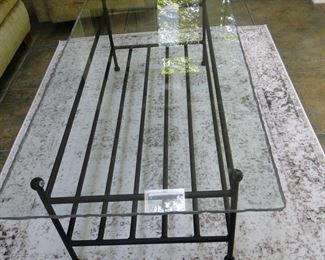 Matching metal and glass topped table 