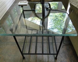 Large, square glass topped table