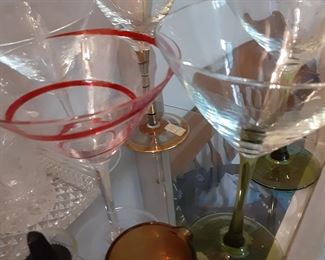 Martini Glasses, small amber creamer