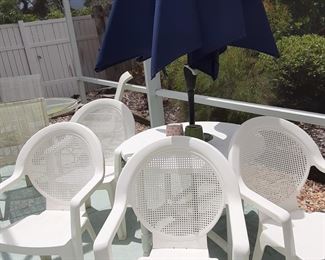 White Chairs & Table (Umbrella sold separately)