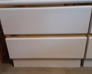 White Lacquer Nightstand 2 Drawer