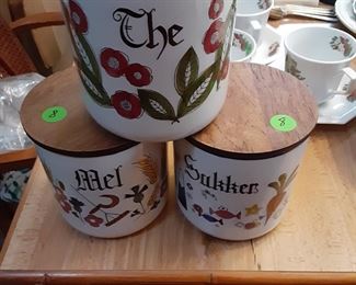 Ceramic Canasters with wood lid