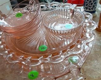 Depression Glass, Tray & Dishes