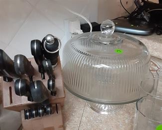 Cake Plate & Knife Block