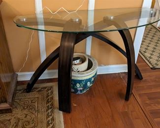 Console Table Glass Wood