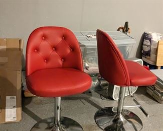 FURN Red Counter Height Swivel Chairs
