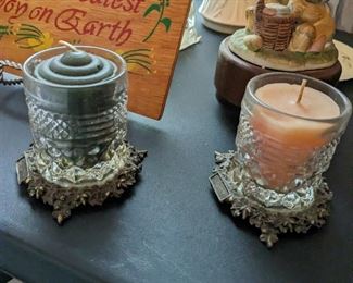 Holiday Silver Glass Candle Holders