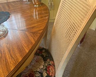close up fo the cane backed chairs