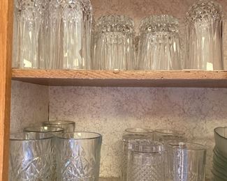 large selection of drinking glasses
