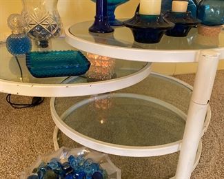 collection of vintage blue and aqua glass