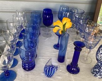 collection of blue glasses