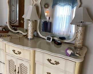 Vintage Provincial dresser and two mirrors