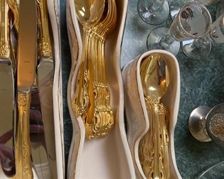 Towle gold silverware set