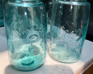 Antique, Blue Mason Jars 