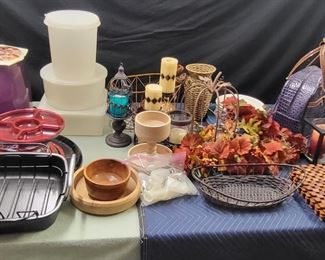 Large Tupperware Containers, Airfryer,  baskets,  seasonal decor, matching purple Carry-On luggage