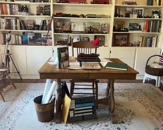 Vintage, library table, posters,  1964 Voting Machines,  books, 