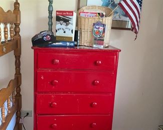 Chest of drawers, red painted chest