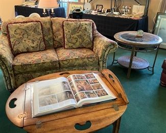 Love seat, coffee tray  table 