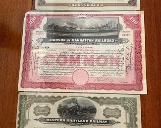 Vintage, Railroad Stock certificates, cancelled 