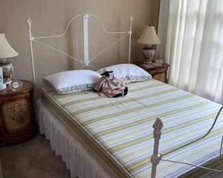 Full, white wrought iron,  bed