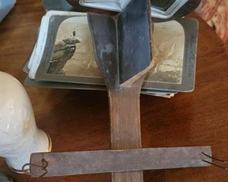 antique Monarch 3D stereoscope with large lot of slides