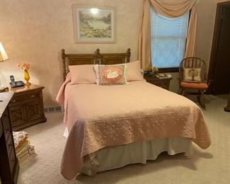 This comfy bed is part of a 70's bedroom set.....waiting for a new home.