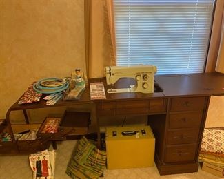 Vintage Viking Husqvarna sewing machine and lots of sewing supplies