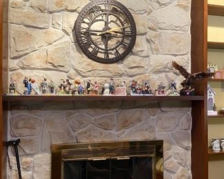 The family room shelves are filled with Norman Rockwell figurines, bells and other collectibles