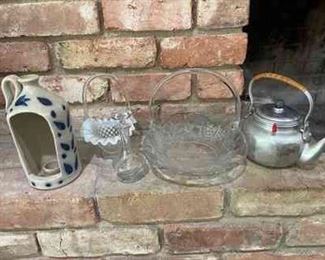 Glass Baskets Pottery Teapot Decor