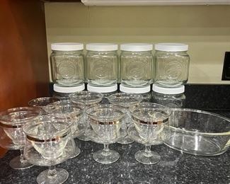 Set Shrimp Caviar Double Insert Glasses Golden Harvest Jars Serving Dish