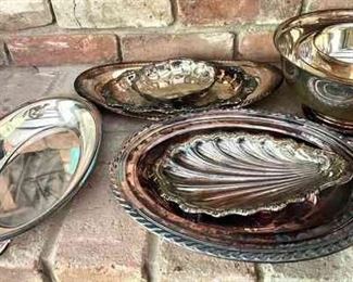 Silver Plate Trays Bowls