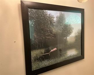 Picture - “pink pig jumping into water”