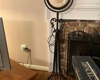 Clock on metal stand 