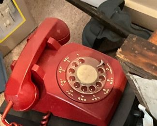 Vintage red dial phone